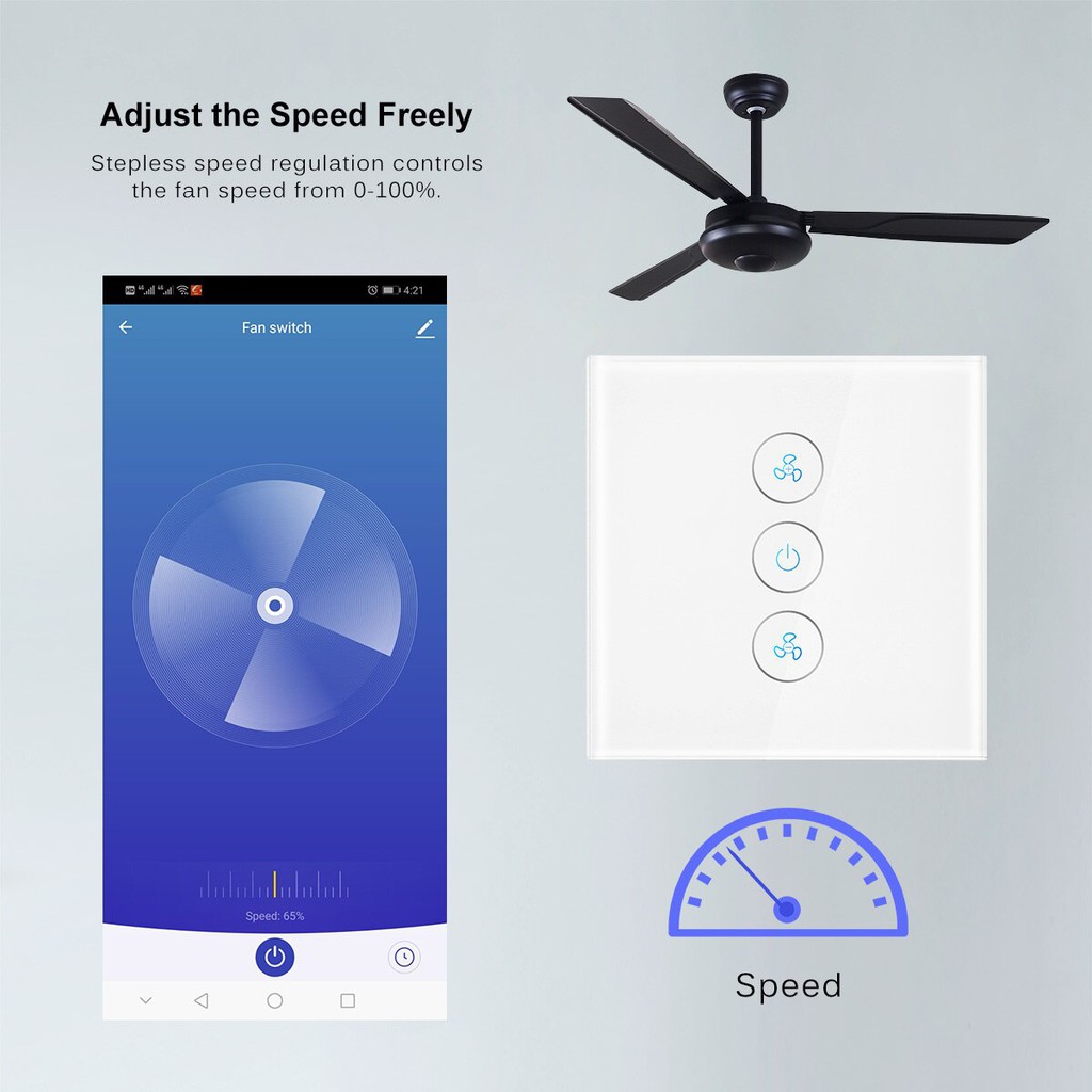 Wifi Smart Ceiling Fan Switch App Remote Timer And Speed Control