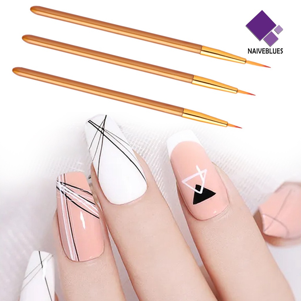 Naiveblue &gt; 3Pcs / Set Brush Liner Multifungsi Untuk Gambar / Ukir Nail Art / Manicure