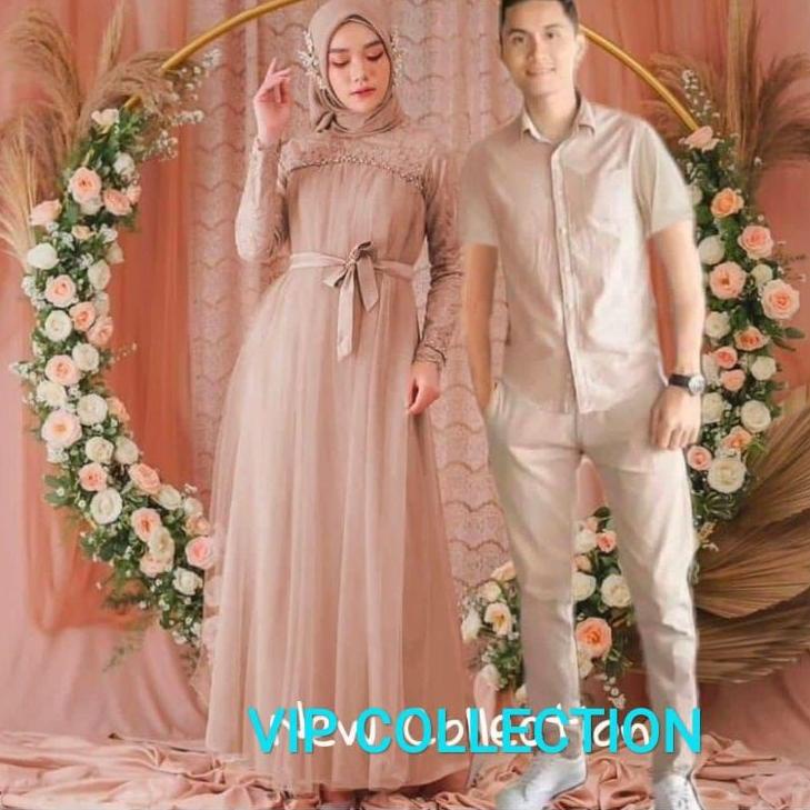 Bagus Banget.. AC - Couple Mikayla/Dress Muslim/Baju Pasangan Muslim/Gamis Muslimah Terbaru/Gaun Pes