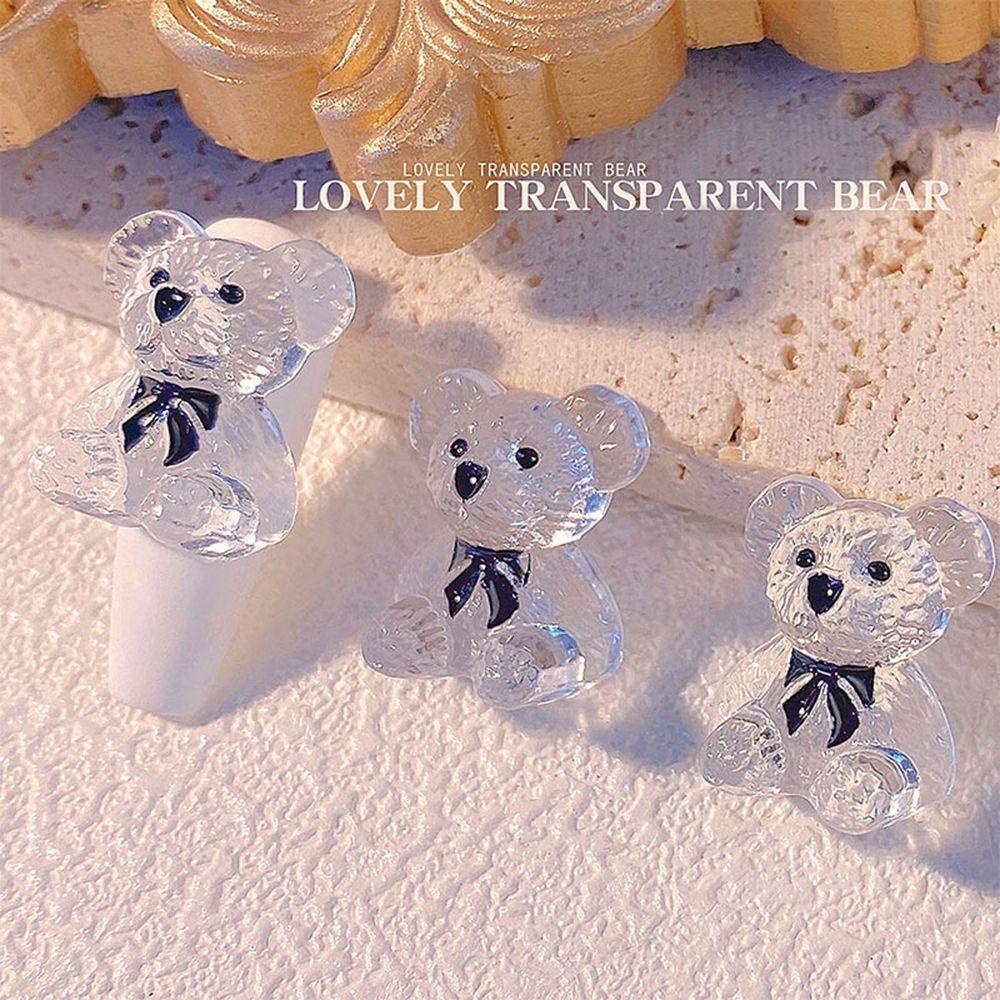 AUGUSTINA Augustina Paku Charms Lucu DIY Hiasan Kuku Manikur Aksesoris Beruang Jelly 3D Dekorasi Kuku