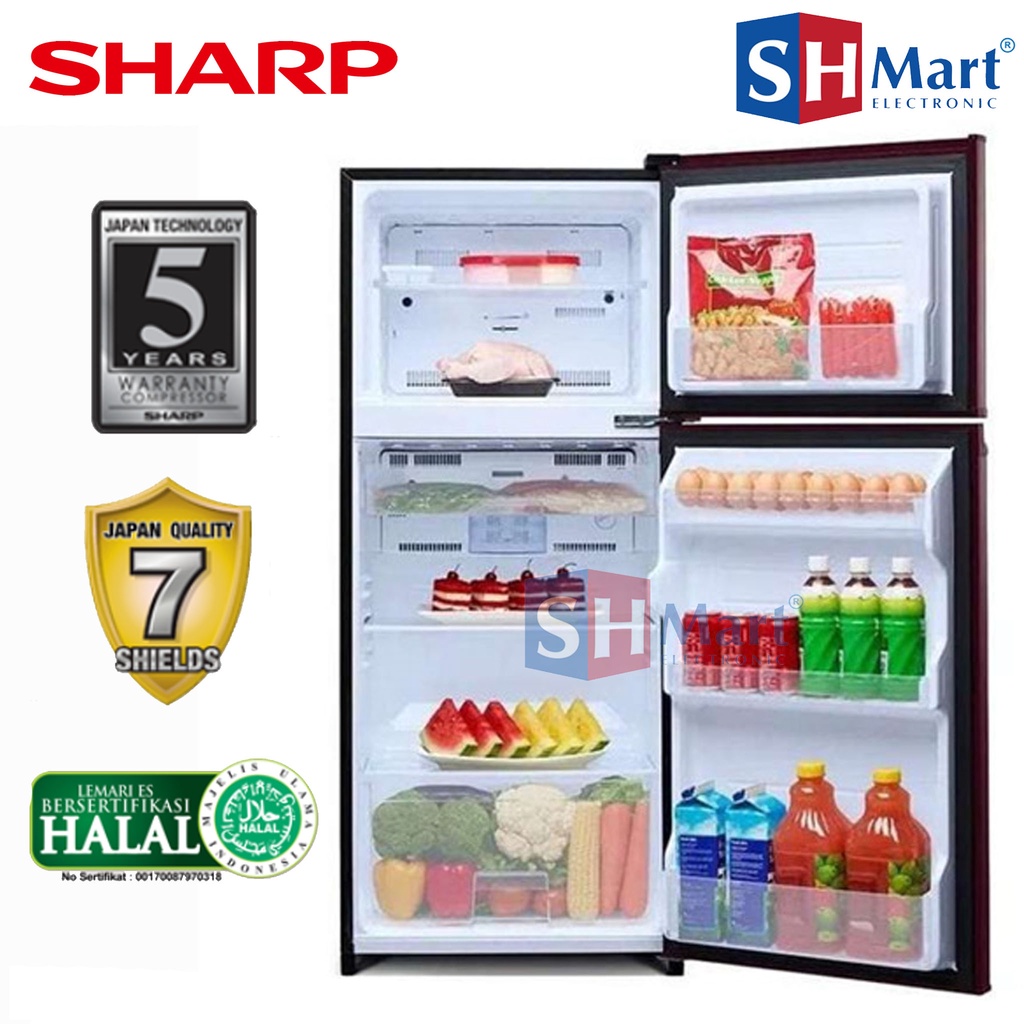 KULKAS SHARP 2 PINTU KAPASITAS 152 LITER NO FROST SJ-197ND / SJ197ND GARANSI RESMI (MEDAN)