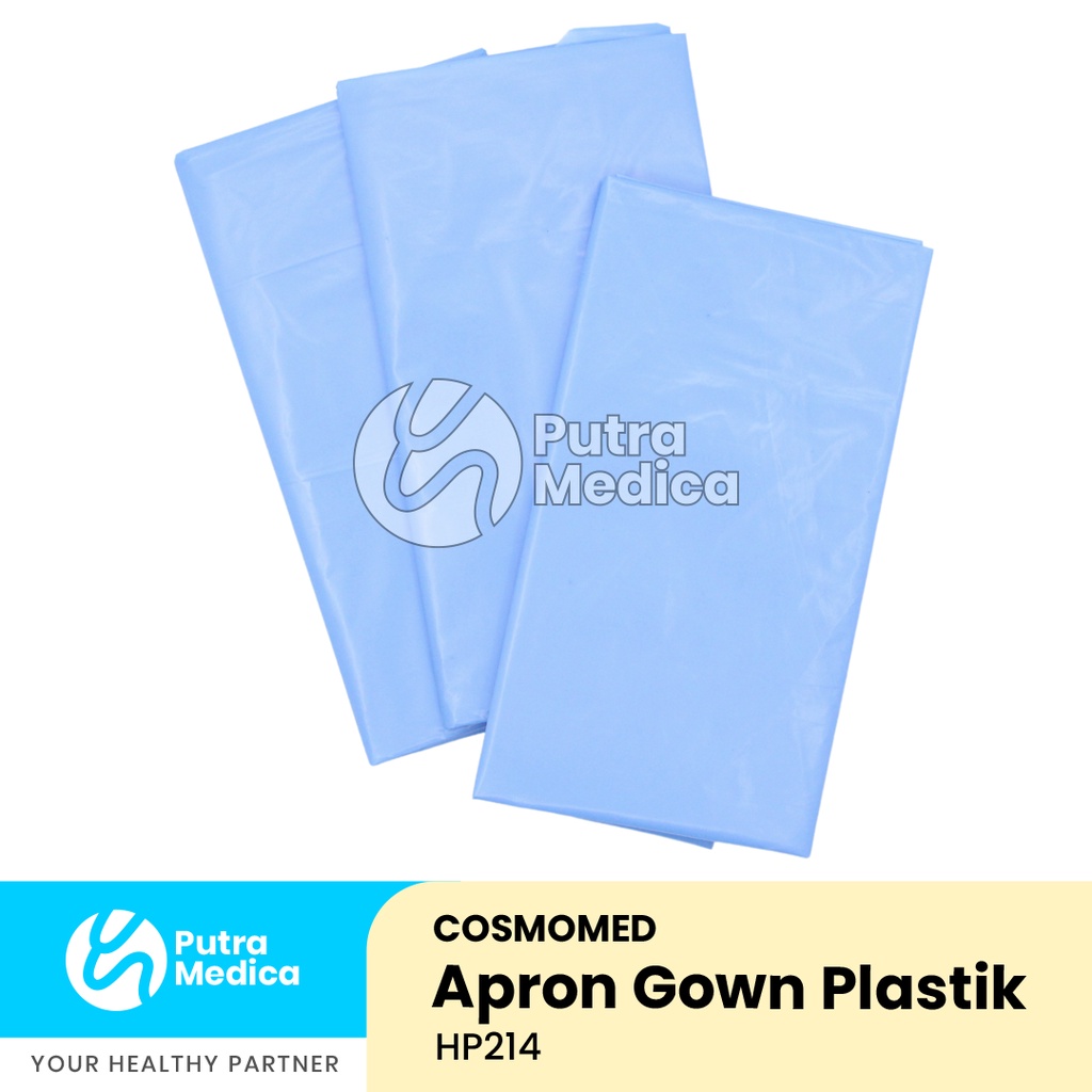 Cosmomed Apron Gown Medis Plastik Lengan Panjang - 1 Pc / Celemek Bedah Operasi / APD