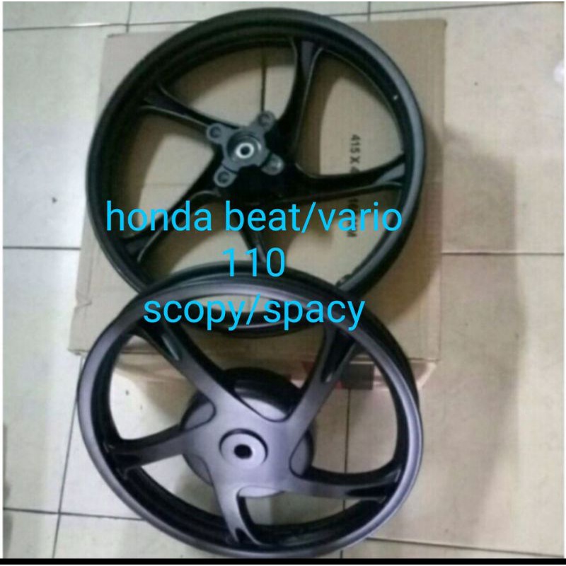 VELEG VELG PELEK RACING 1SET DEPAN/BELAKANG BUAT HONDA BEAT/VARIO 110/125/150/SCOOPY/SPASY RING 14 U