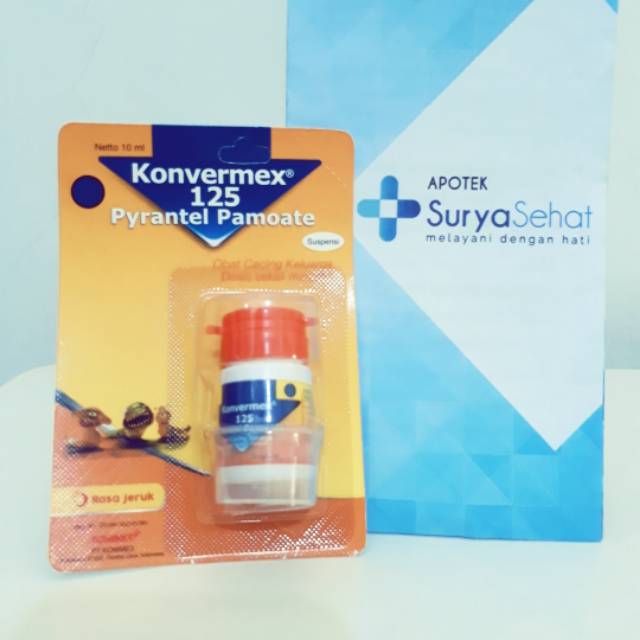 Konvermex Suspensi rasa Jeruk 125mg 10ml - Konvermex Sirup - Obat Cacing - Cacingan