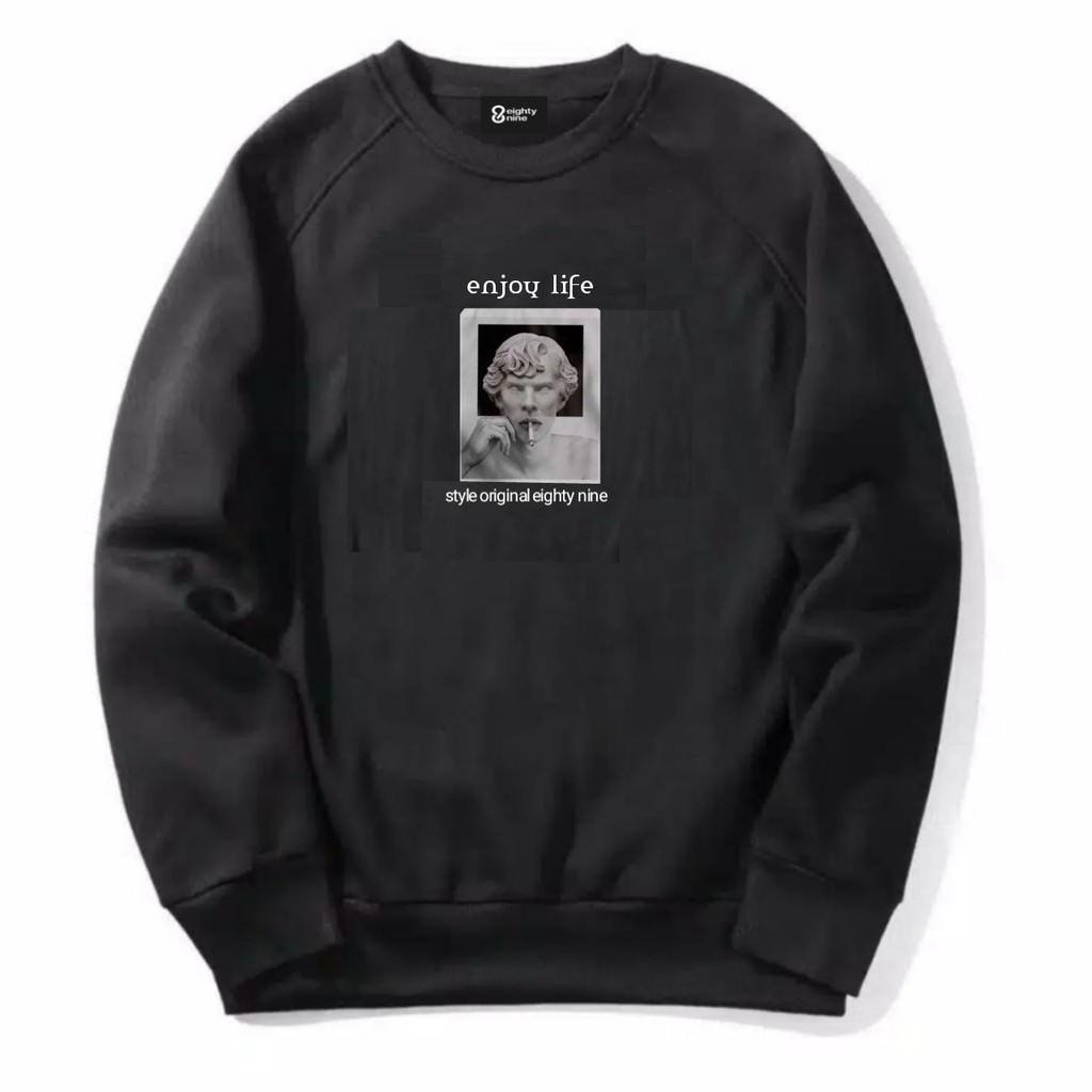 Jaket sweater Crewneck Enjoy Life Eighty Nine Simple Bahan Dingin Terbaru / Sweater Crewneck / Crewn