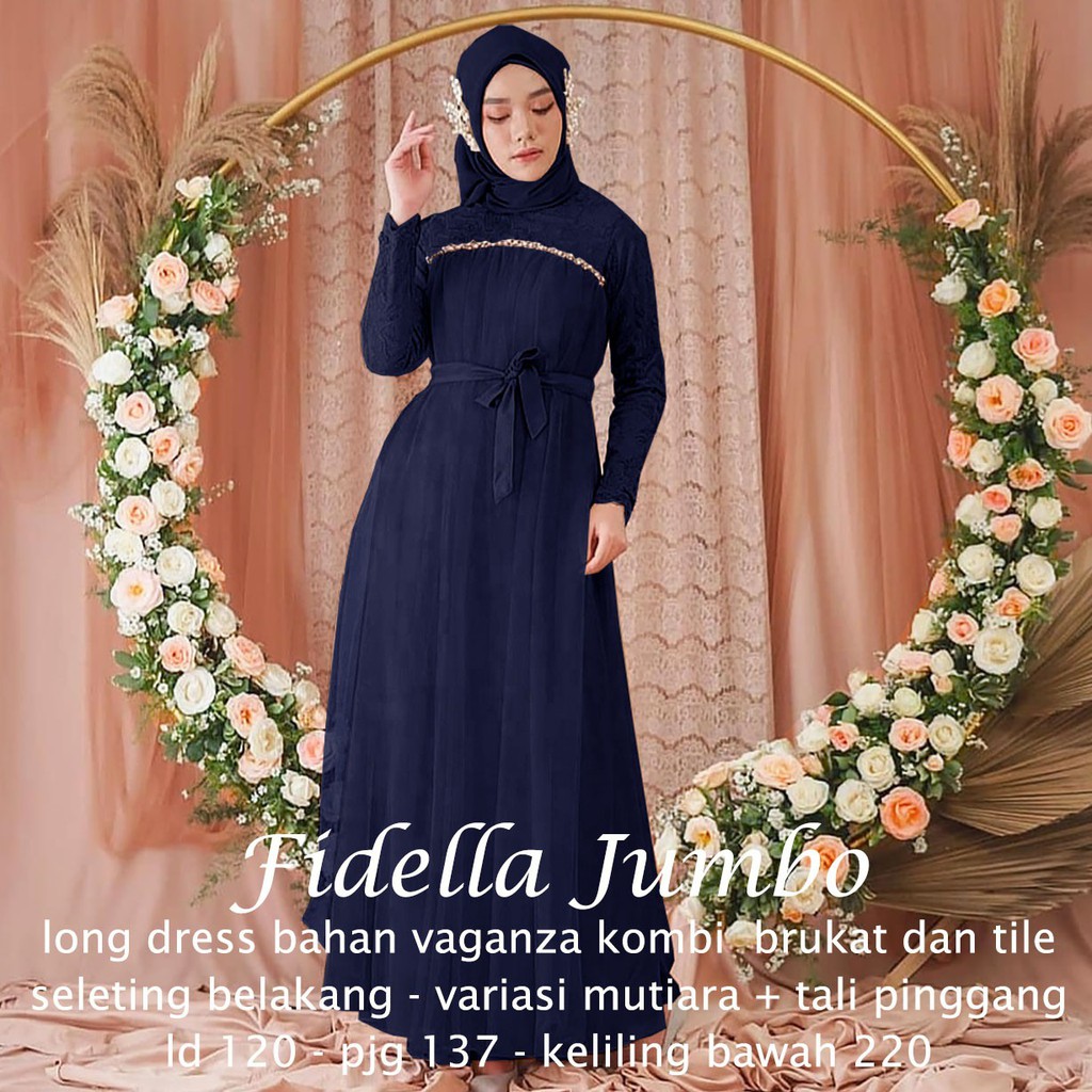 HOPYLOVY - Gamis Wanita Brukat Fidella