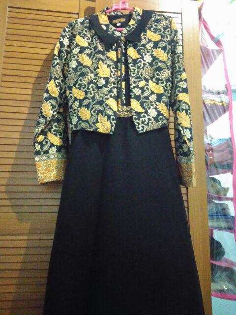 Gamis Batik Blezer  Black Series Busana Muslimah Syari Busui Kondangan Walimah Shabby Ootd