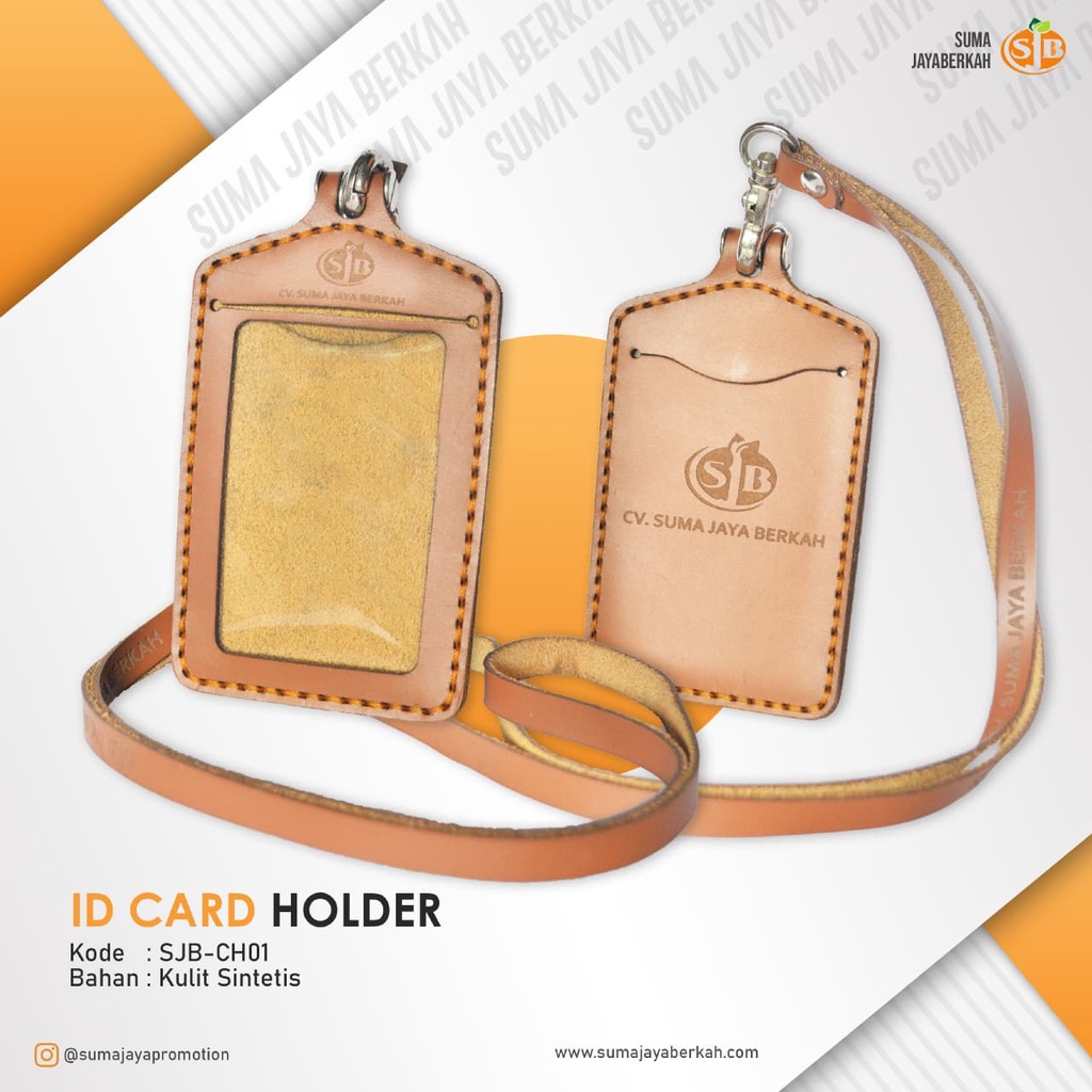 

Gantungan ID card holder name tag Kulit Custome Nama dan Logo