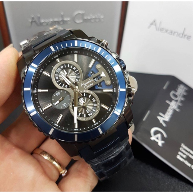 Jam tangan alexandre christie ac 6455 original cowok blue black