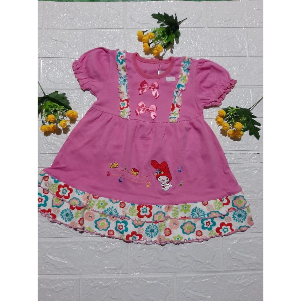 dress anak cewe pink pita bbl 5254