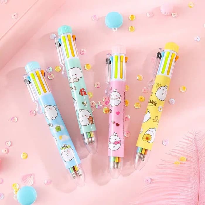 

Pulpen Molang Cute Warna Warni 6in1 ready stock pena cantik molang - Merah Muda