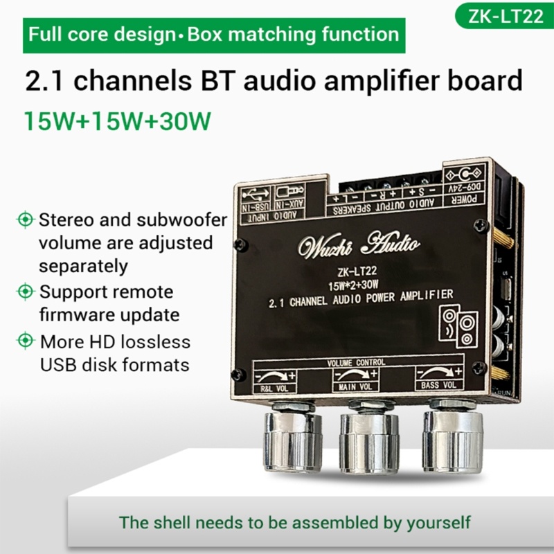 Btsg ZK-LT22 Subwoofer Amplifier Board 2.1CH 15W+15W+30W Stereo Amplifier Board