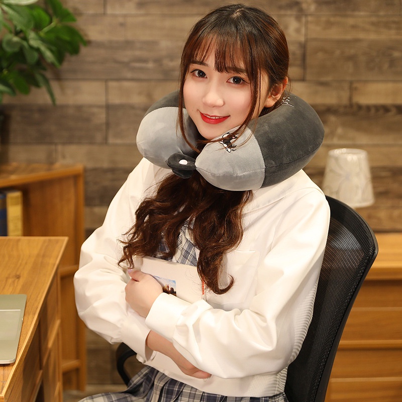 Bantal Leher U-Shape Travel Neck Pillow Blue Kantor Istirahat Nyaman Memory Foam / Poliester Mobil Perjalanan Lucu Kartun Kucing Beruang Anjing Shiba Pinguin Biru Pink Putih Hadiah Ulang Tahun