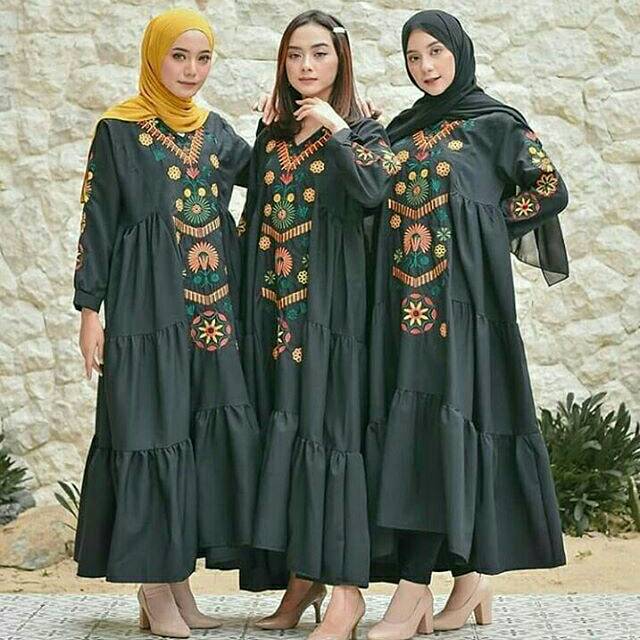 Gamis lebaran - gamis bordir - ramadhani dress - raya dress - HAN GALLERY