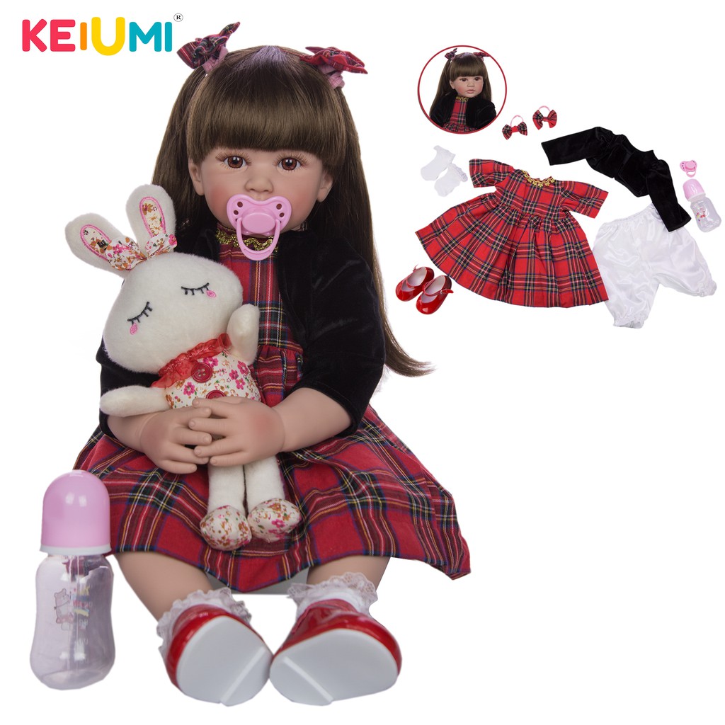 Boneka Barbie KEIUMI 24 pulgadas muñecas de 60 cm de silicona suave realista princesa niña bebé