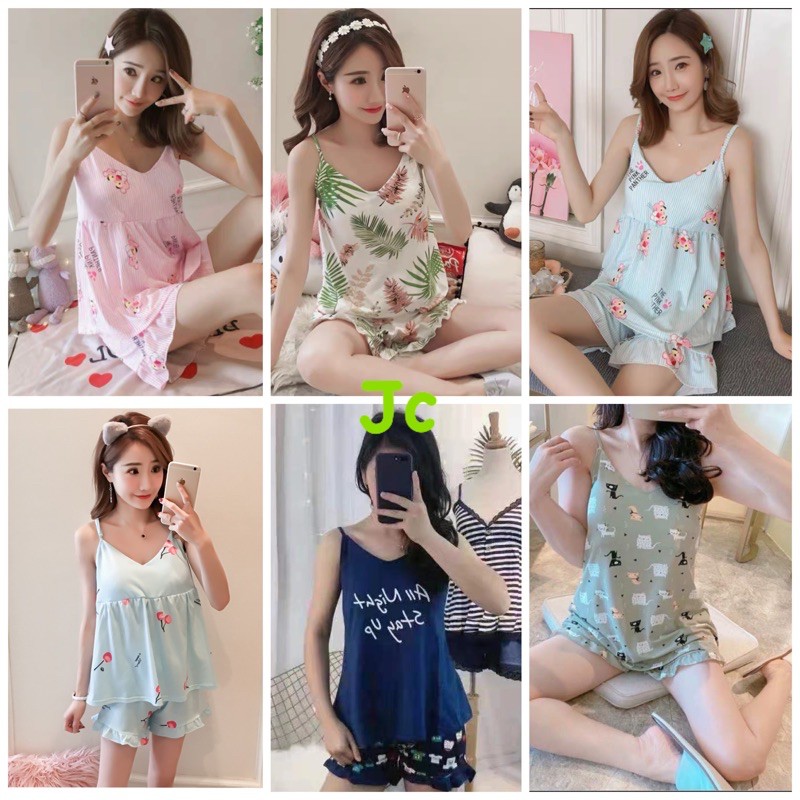 RESTOCK!!! 15 motif JC Set Tank bra Import / Piyama Sexy Import / set Piyama Tanktop