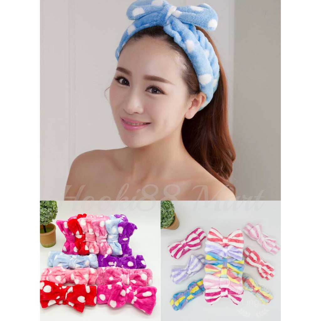 Bandana Bando Rambut Motif Pita Besar Korea / Headband Masker  / Hairband Murah Import