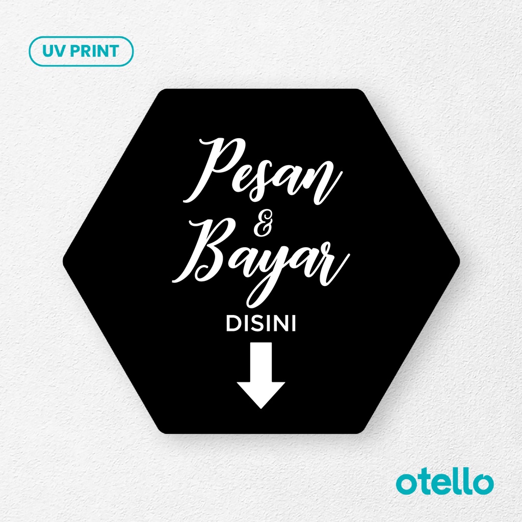 Pesan &amp; Bayar Disini Latin Signage Board Akrilik Tempel Dinding Papan Acrylic Restoran Dinding Petunjuk Toko Cafe