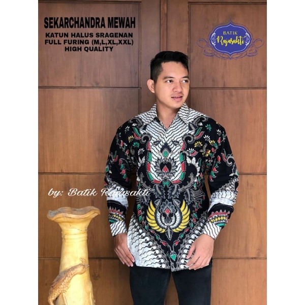 KEMEJA BATIK SOLO SEKARCHANDRA HARIBAWA COKLAT MOCCA MEWAH PUTIH BATIK PRIA SIZE M L XL XXL