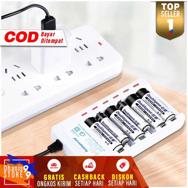 µ837¦ Doublepow Charger Baterai AA AAA Murah Carger Batere 6 Slot Casan Baterei