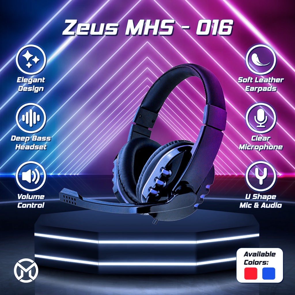 Mediatech Headphone Gaming Zeus MSH 016 + Microphone Pakai Kabel ( 56019 ) - Headphone Gaming