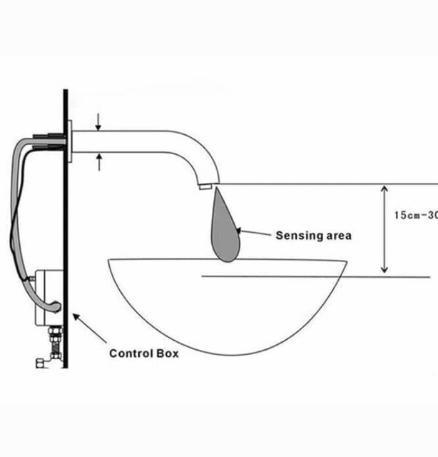 Kran Tembok Wastafel Sensor Otomatis Kuningan Brass