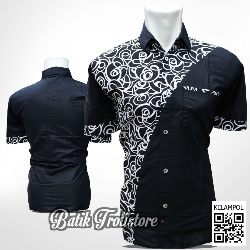 Termurah BATIK  PRIA WARNA  HITAM  LENGAN PENDEK MOTIF HITAM  