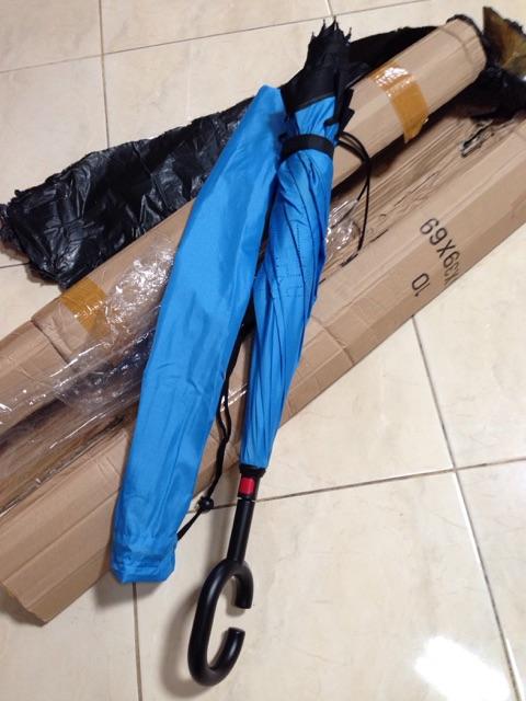 Payung Tongkat Terbalik / Double Layer Reverse Umbrella C Handle