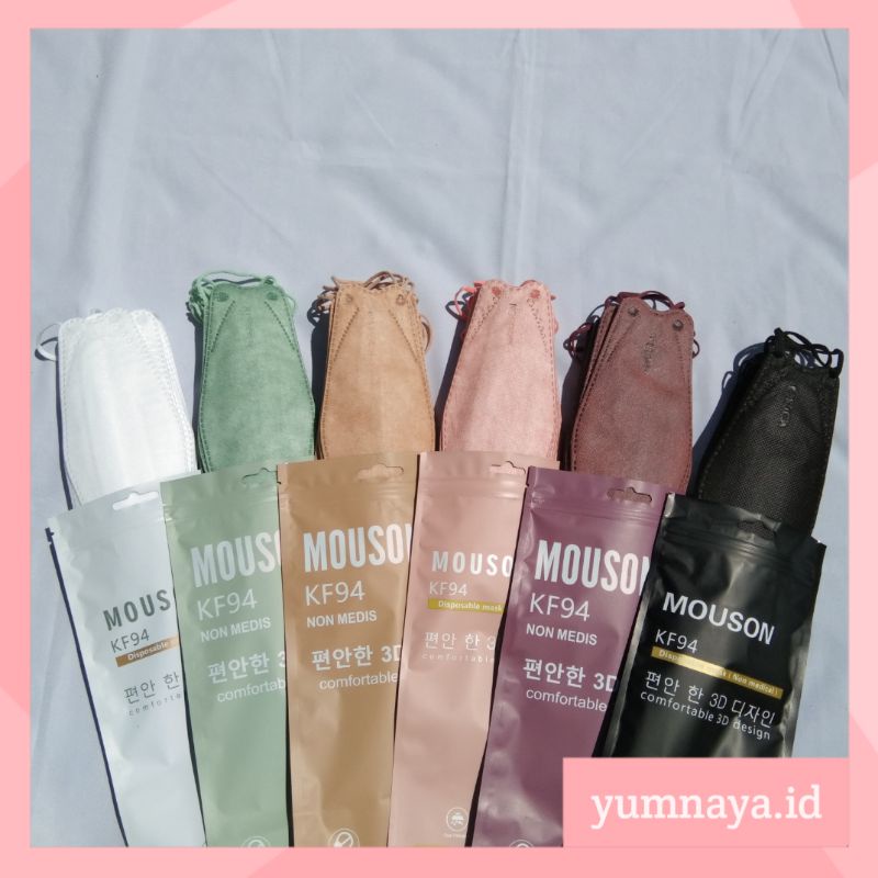 ❤ Masker KF94 Mouson Warna Hitam | Warna Putih | Warna grey | Warna matcha | Warna coffee | Warna so
