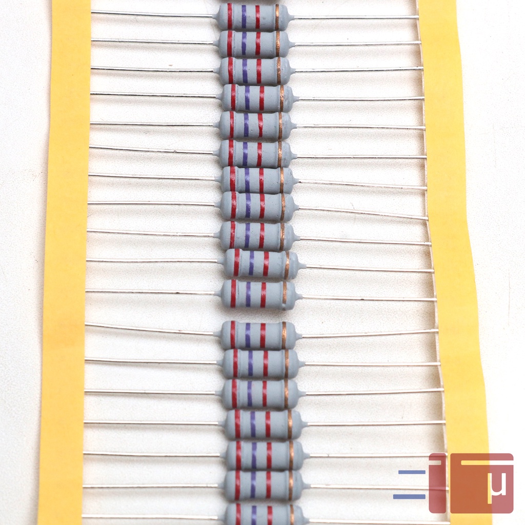 x10 Resistor 2K7 2.7K 1W Metal Oxide 5% Taiwan Kaki Tembaga