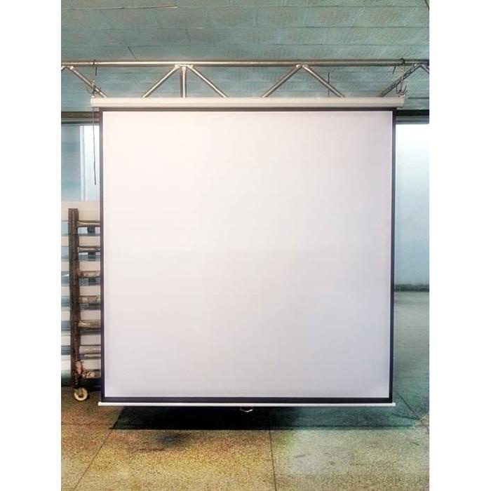 Screen Projector - Layar Proyektor Manual - Gantung 96" (244X 244Cm)