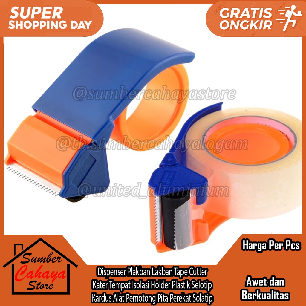 

Dispenser Plakban Lakban Tape Cutter Kater Tempat Isolasi Lem Holder Plastik Selotip Kardus Alat Pemotong Pita Perekat Solatip CUT CUTERS BERBAHAN DASAR Pelastik