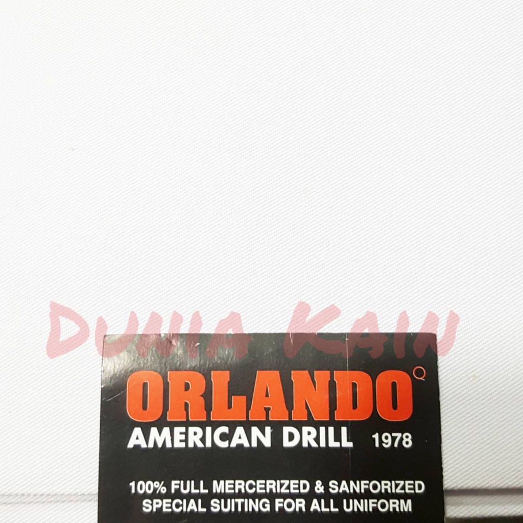 Bahan Kain Warna PUTIH merek Orlando Bahan Kain American Drill eceran TERMURAH Bahan Kain Putih Polo