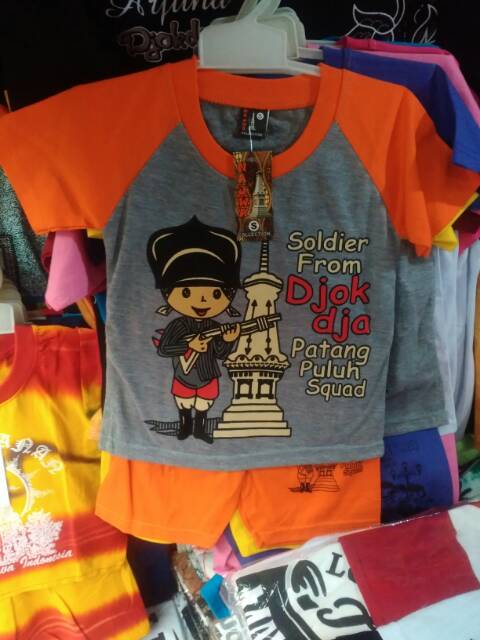 TERMURAH! Setelan Katun Anak Soldier Jogja S-M usia 3 bulan-3 tahun - kaos unisex Malioboro