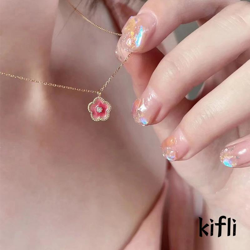 Kalung Rantai Klavikula Desain Peach Blossom Untuk Wanita