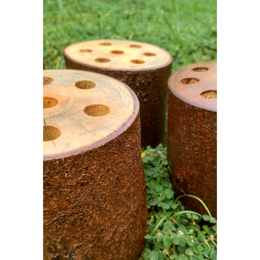 Tempat penyimpanan pensil pulpen kuas lukis kayu vintage craft rustic