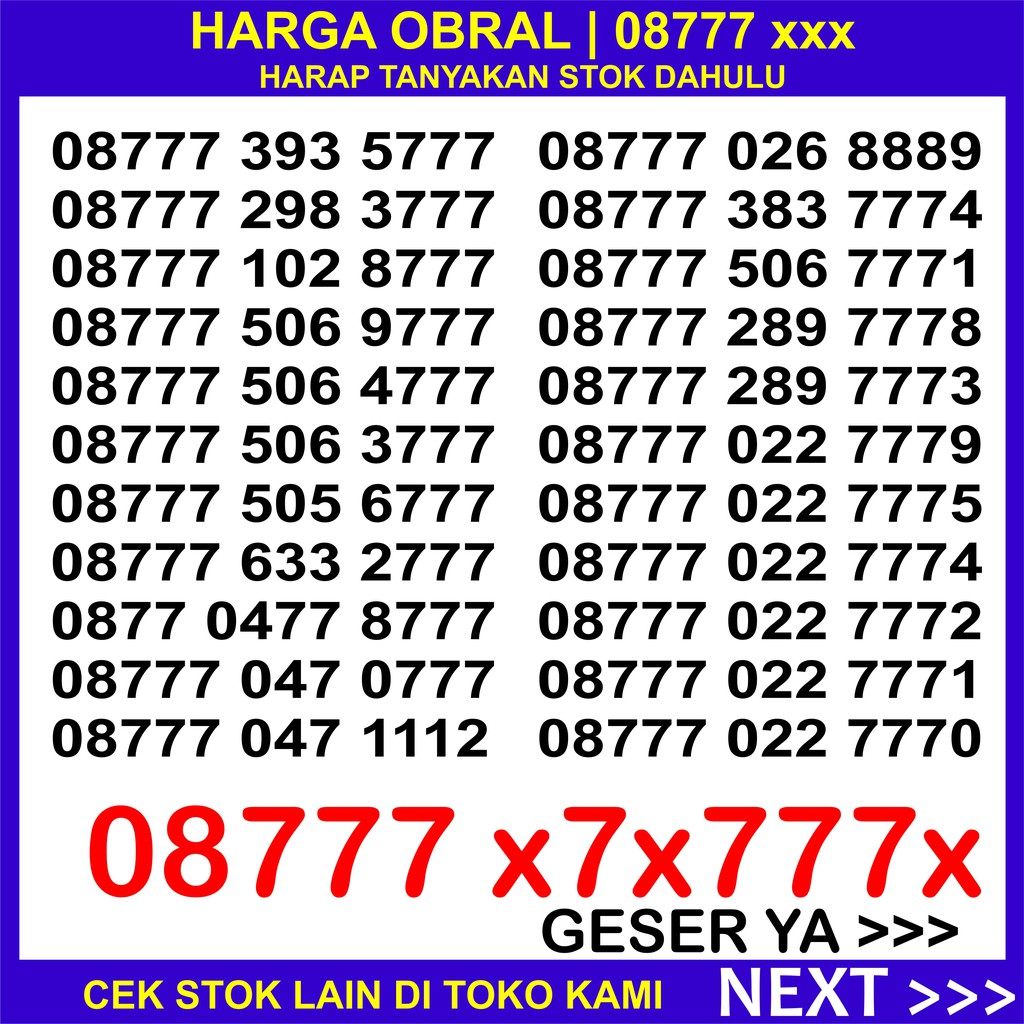 Nomor Cantik XL Triple Kode 100.33 XL Kwartet 0000 Perdana ...