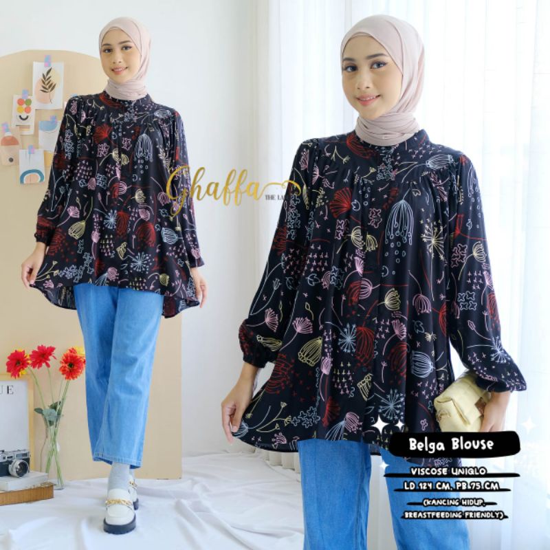 belga blouse motif acak by ghaffa the label