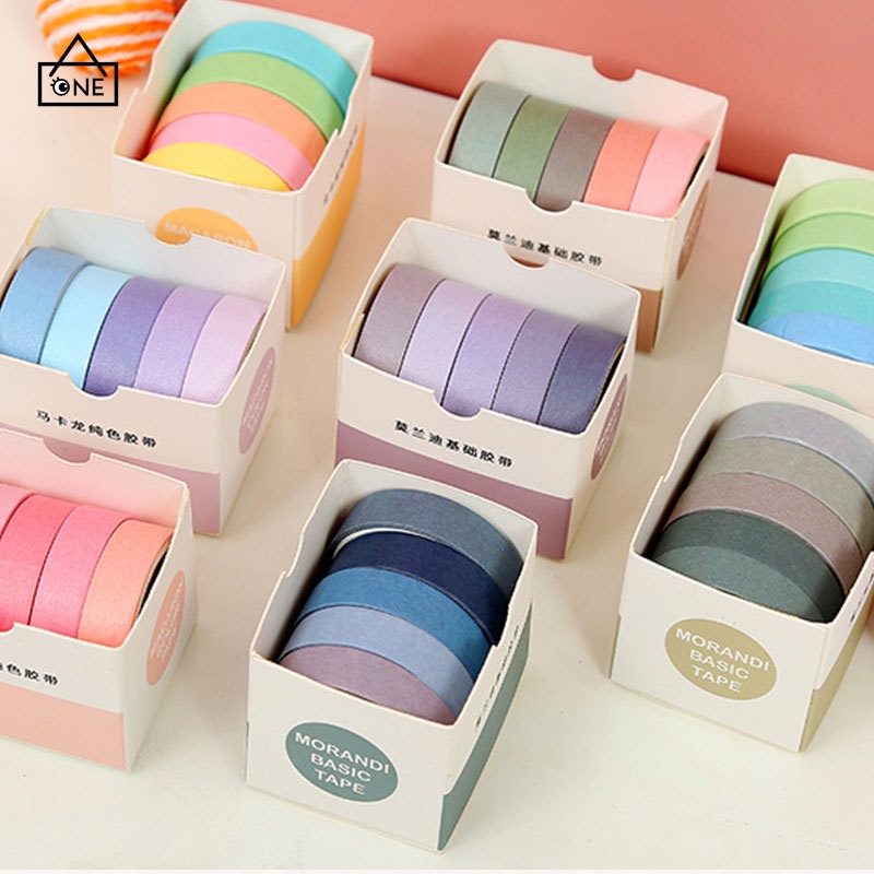 COD❤Selotip Warna Solid Kreatif  Buku Harian Scrapbooking Diy Dekorasi Washi Tape Setelan A one