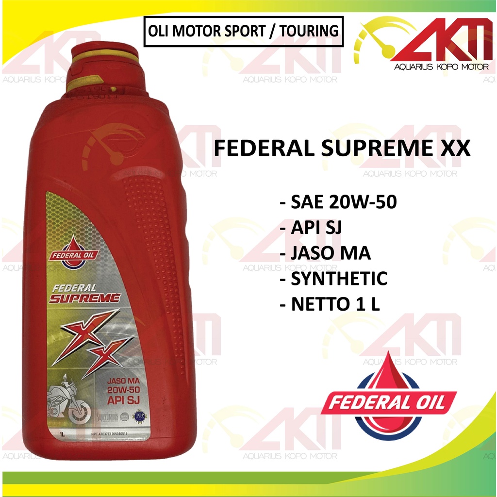 Oli Federal Supreme XX 4T 1L 20w50 API SJ Jaso MA Synthetic 1 Liter