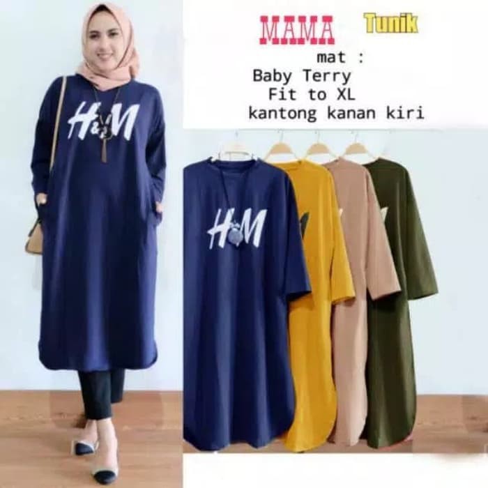 TUNIK H&M JUMBO ARMY SLTunik wanita babytery hijau army xxx