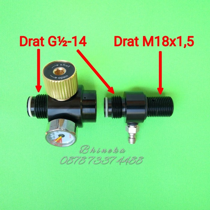 PROMO ADJUSTABLE PAINTBALL REGULATOR/APR + ADAPTOR KE TABUNG M18X1-5