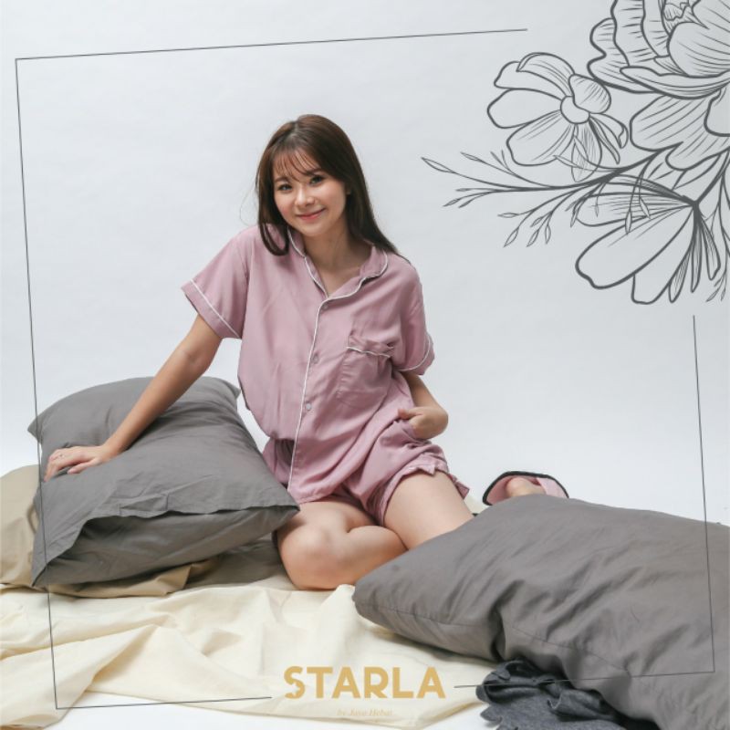 GROSIR BAJU TIDUR WANITA PIYAMA DEWASA LENGAN PENDEK PAJAMAS MURAH FREYA STARLA