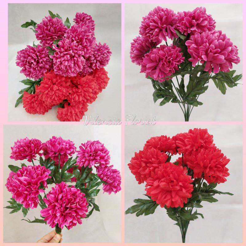 Bunga krisan pompom buket palsu artificial dekorasi panggung pernikahan wisuda hantaran seserahan hi