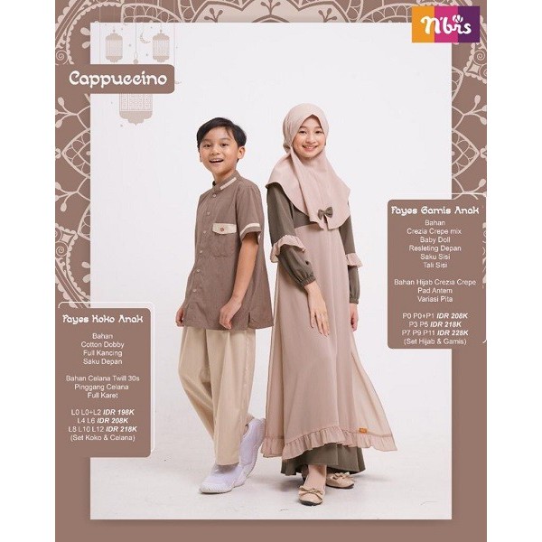 NIBRAS Sarimbit Fayes Cappuccino Baju Sarimbit Keluarga Lebaran Seragam Keluarga Besar Baju Couple