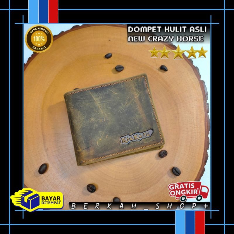 Dompet Pria Cowok Kulit Asli Kickers Kicker Crazy Horse 3 In 1 Dimensi Bifold Isi Saldo Simpel Keren