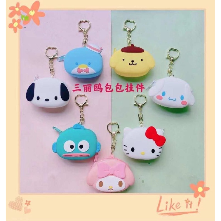 gantungan dompet koin hk melody pompurin cinamorol tuxedo