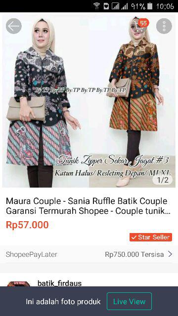 Maura Couple - Sania Ruffle Batik Couple Garansi Termurah Shopee - Couple Tunik Sekar Jagat Jagad