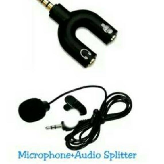 Best HSMGU microphone kabel jek Y U splitter shape rekaman vlog mic earphone headset hp 3.5mm clip o