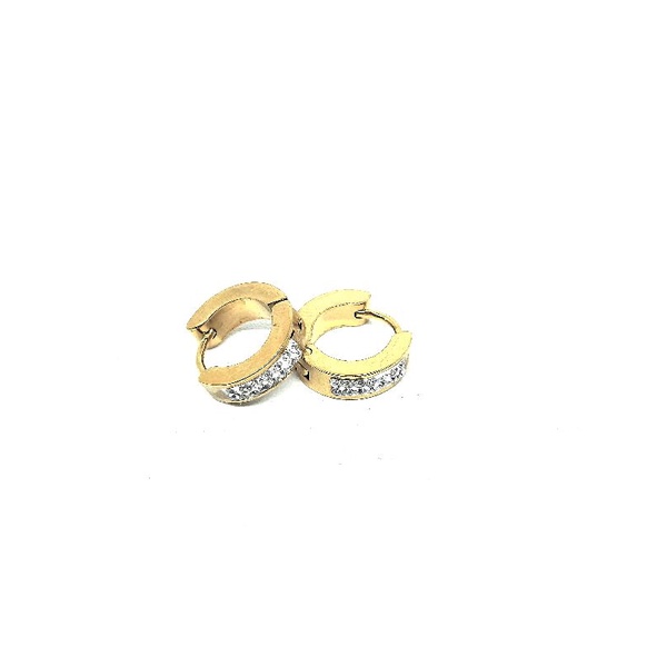 Anting wanita titanium model catok mata 2 baris anti karat anti luntur